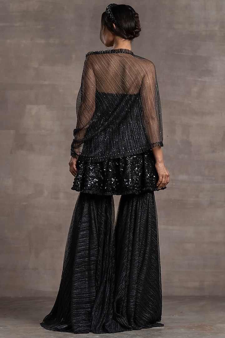 Black Crinkle Net Bridal Sharara Set by Tarun Tahiliani at Pernia's Pop Up Shop