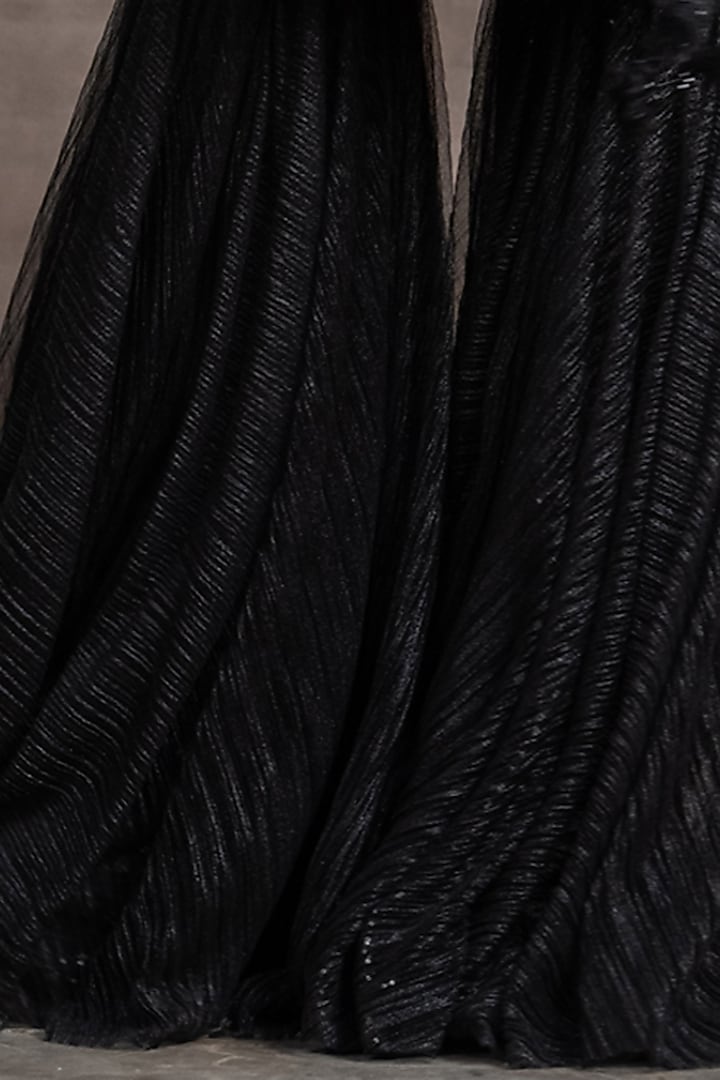 Black Crinkle Net Bridal Sharara Set by Tarun Tahiliani at Pernia's Pop Up Shop