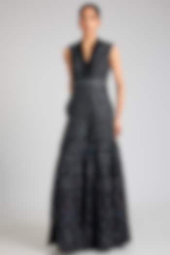 Black Tulle Net Crystal Embroidered Jumpsuit by Tarun Tahiliani at Pernia's Pop Up Shop
