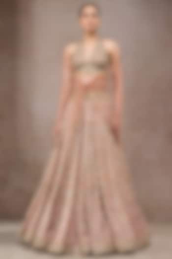Multi-Colored Tulle Net Geometric Embroidered Bridal Lehenga Set by Tarun Tahiliani at Pernia's Pop Up Shop