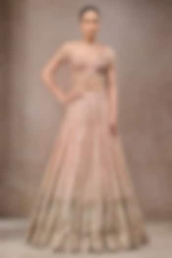 Ivory & Gold Tulle Net Sequins Embroidered Bridal Lehenga Set by Tarun Tahiliani at Pernia's Pop Up Shop