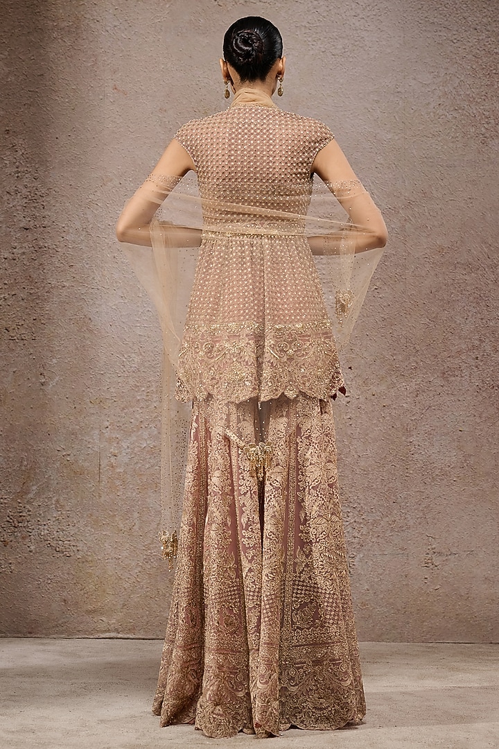 Golden Tulle Net Bridal Sharara Set by Tarun Tahiliani at Pernia's Pop Up Shop