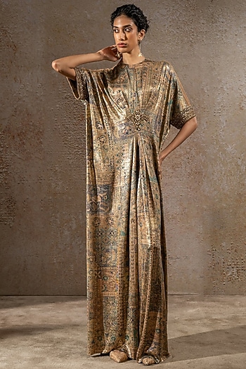 Multi-Colored Foil Jersey Printed Jumpsuit by Tarun Tahiliani
