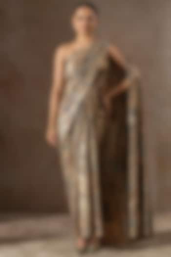 Multi-Colored Foil Jersey Printed Draped Party Wear Dress by Tarun Tahiliani at Pernia's Pop Up Shop