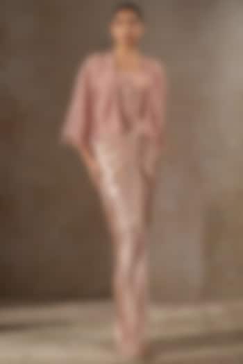 Blush Pink Tulle Net Cape by Tarun Tahiliani at Pernia's Pop Up Shop