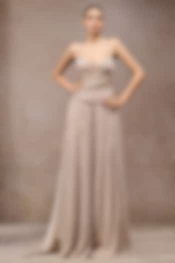 Champagne Crinkle Net Co-Ord Set by Tarun Tahiliani at Pernia's Pop Up Shop