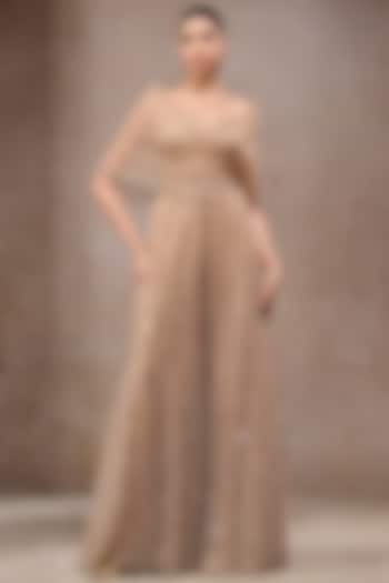 Blush Pink Tulle Net Sequins Embroidered Jumpsuit by Tarun Tahiliani at Pernia's Pop Up Shop