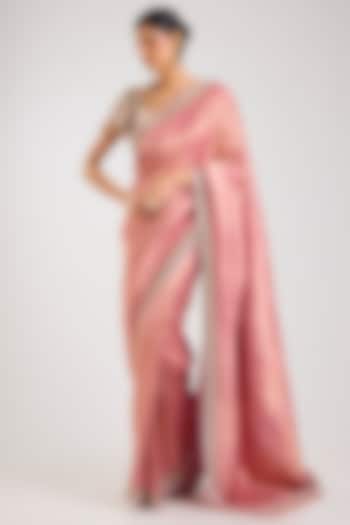 Fuchsia Banarasi Hand Embroidered Bridal Saree Set by Tarun Tahiliani at Pernia's Pop Up Shop