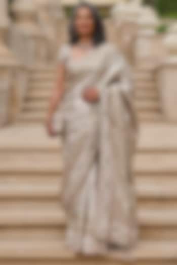 Golden Kanjivaram Thread Embroidered Bridal Saree Set by Tarun Tahiliani at Pernia's Pop Up Shop