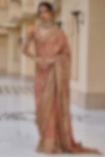 Multi-Colored Georgette Sequins Embroidered Bridal Saree Set by Tarun Tahiliani at Pernia's Pop Up Shop