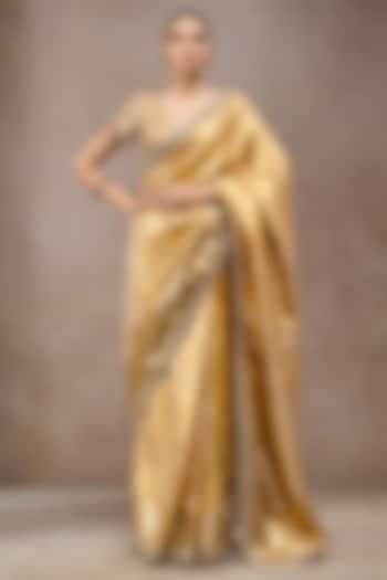 Gold Brocade Embellished Bridal Saree Set by Tarun Tahiliani at Pernia's Pop Up Shop