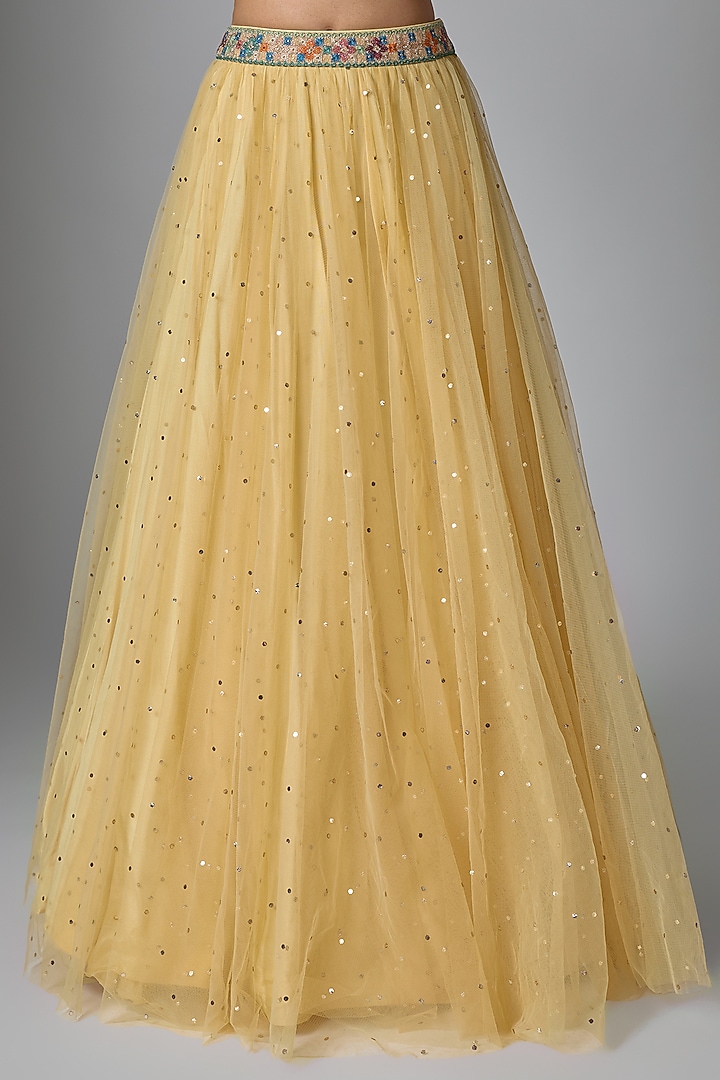 Beige Tulle Embroidered Bridal Anarkali Set by Tarun Tahiliani at Pernia's Pop Up Shop
