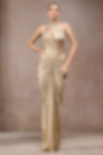 Gold Foil Jersey Skirt Set by Tarun Tahiliani at Pernia's Pop Up Shop