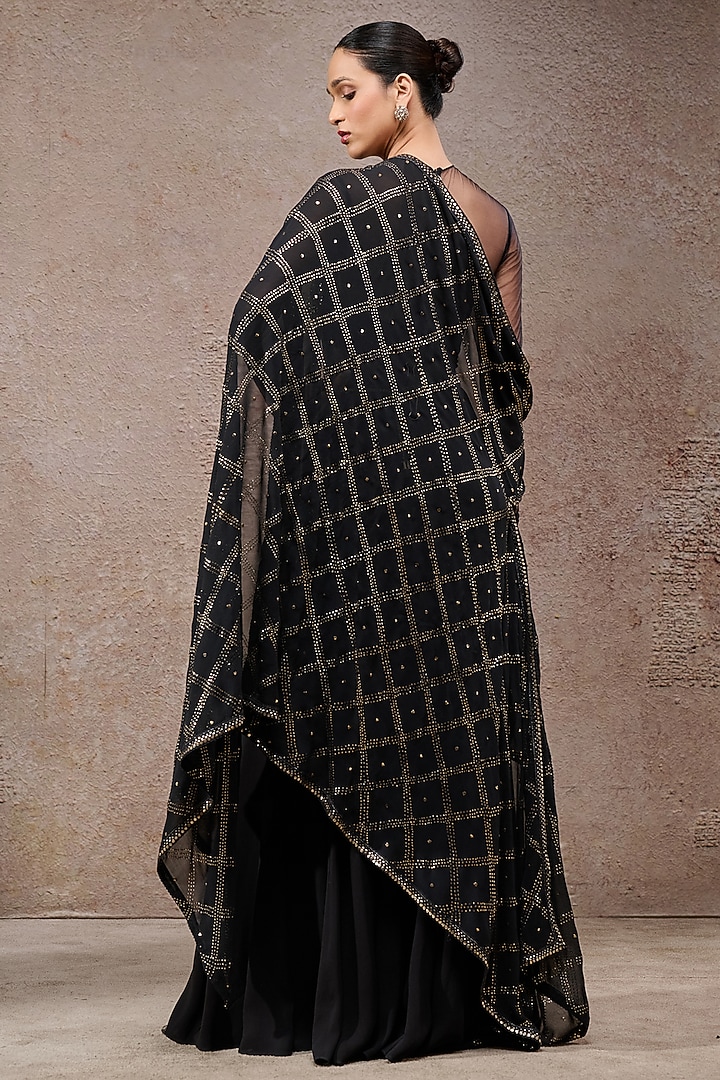 Black Mukaish Fabric Cape Set by Tarun Tahiliani at Pernia's Pop Up Shop