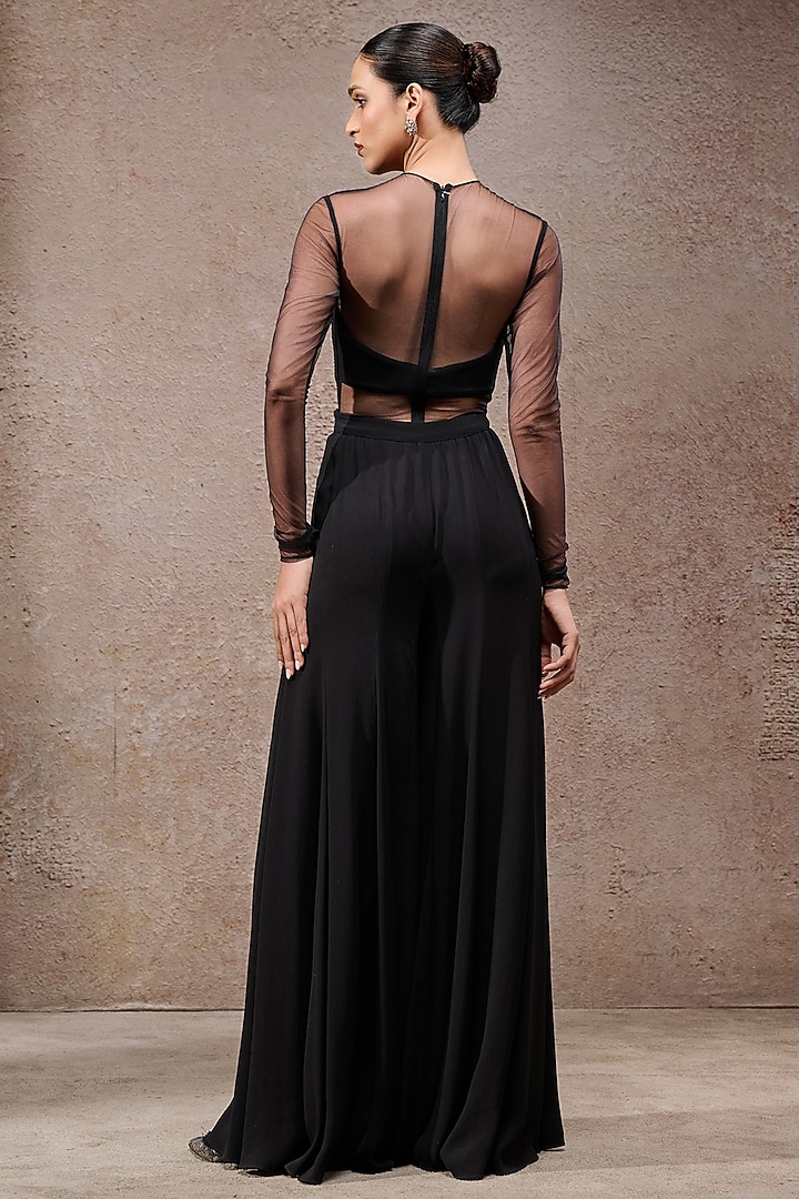 Black Mukaish Fabric Cape Set by Tarun Tahiliani at Pernia's Pop Up Shop