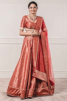 Multi Colored Brocade Lehenga Set by Tarun Tahiliani-STUNNING BROCADES