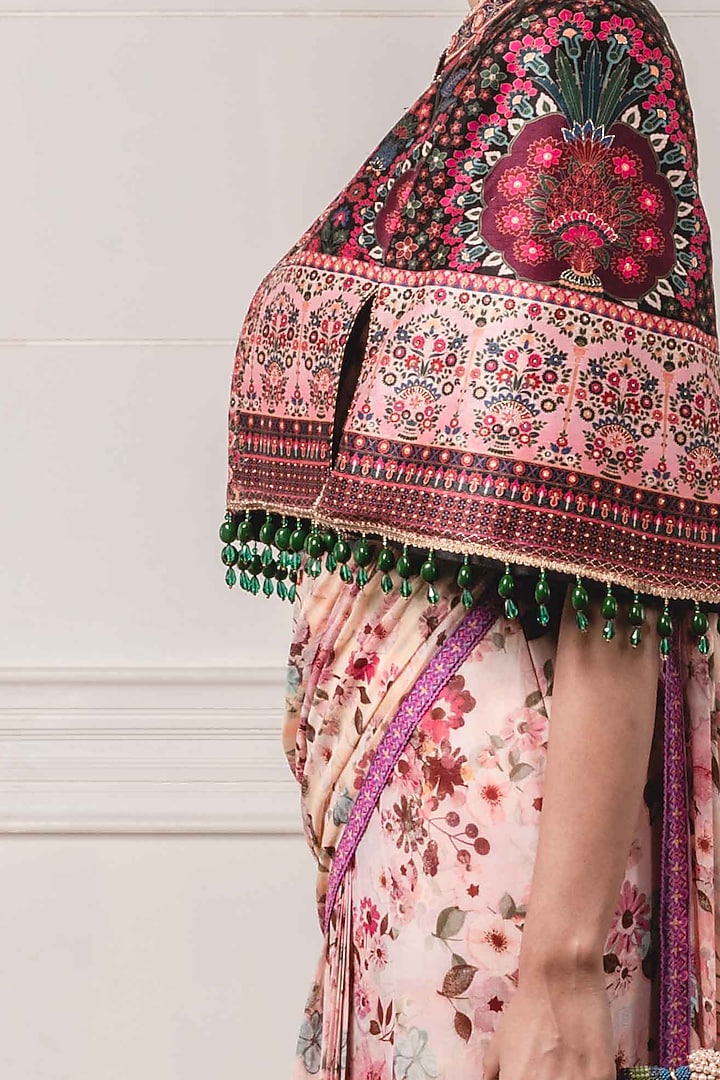 Blush Pink Printed & Embroidered Concept Bridal Saree Set by Tarun Tahiliani at Pernia's Pop Up Shop