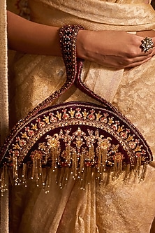 Purple Embroidered Bag by Tarun Tahiliani Accessories-ACCESSORIES AS GIFTS