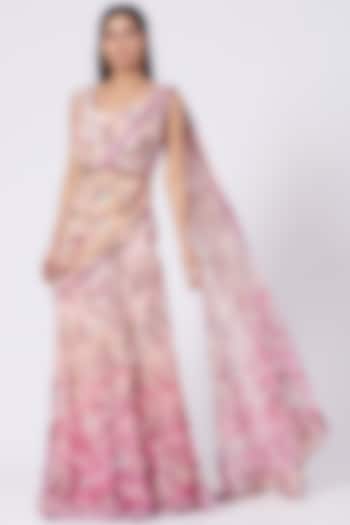 Blush Pink Printed Concept Saree by Tarun Tahiliani