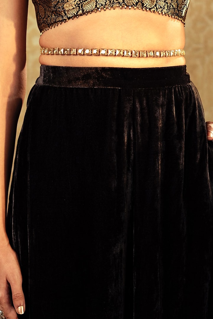 Black & Gold Crystal Waist Belt by Tarun Tahiliani Accessories at Pernia's Pop Up Shop