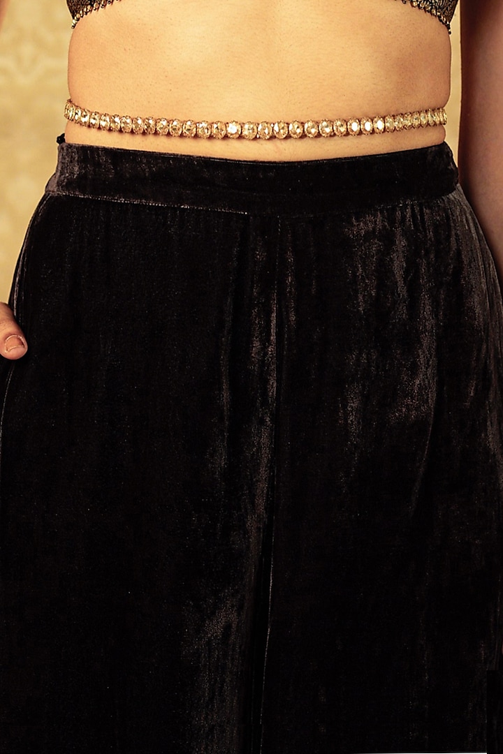 Gold Crystal Waist Belt With Charm by Tarun Tahiliani Accessories