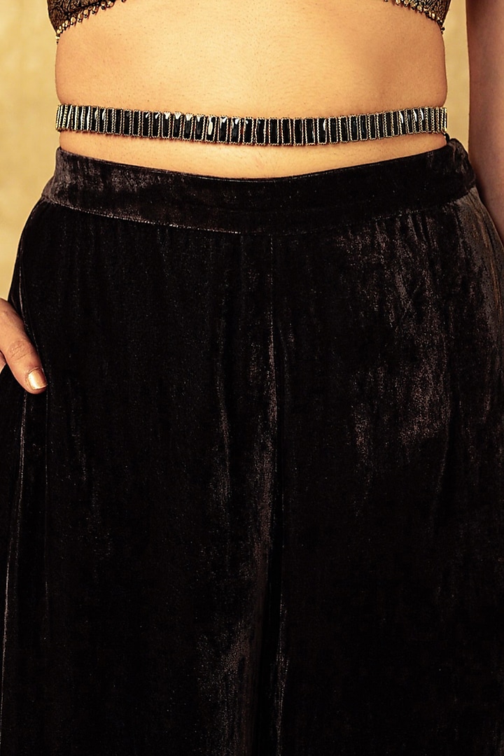 Black Crystal Waist Belt by Tarun Tahiliani Accessories