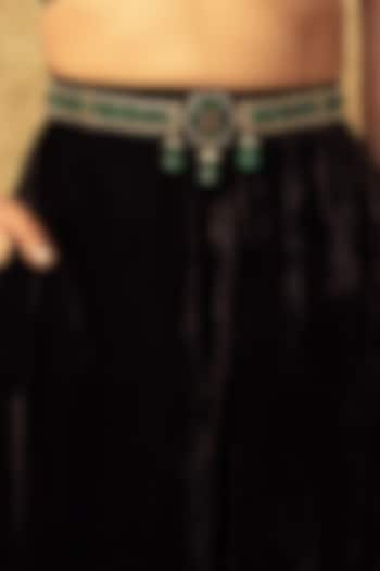 Emerald & Gold Handcrafted Waist Belt by Tarun Tahiliani Accessories at Pernia's Pop Up Shop