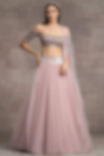 Onion Pink Tulle Embellished Bridal Lehenga Set by Tarun Tahiliani at Pernia's Pop Up Shop