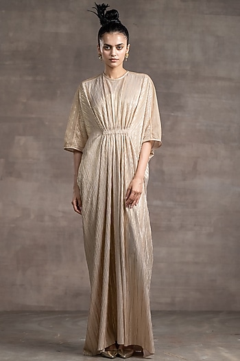 Metallic Gold Embroidered Dress by Tarun Tahiliani