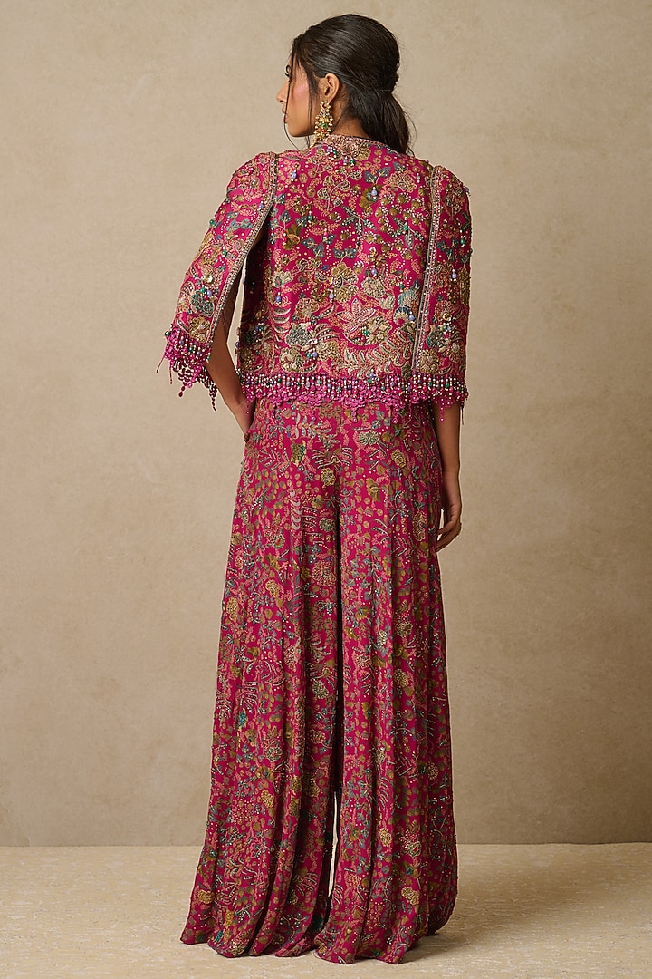 Multi-Colored Georgette Embroidered Jumpsuit With Gilet by Tarun Tahiliani at Pernia's Pop Up Shop