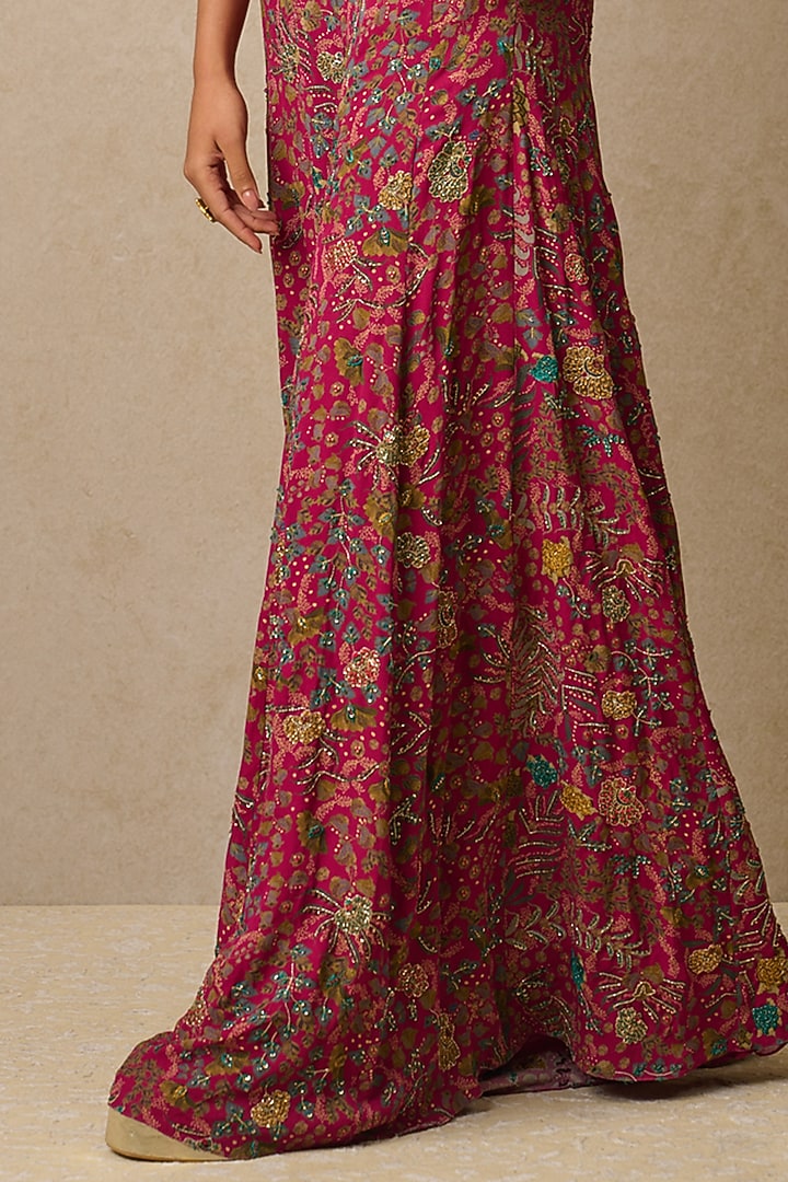 Multi-Colored Georgette Embroidered Jumpsuit With Gilet by Tarun Tahiliani at Pernia's Pop Up Shop