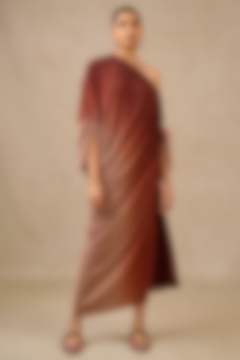 Brown Ombre Crinkle Kaftan by Tarun Tahiliani at Pernia's Pop Up Shop