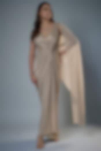 Ivory Metallic Crinkle Tulle Shimmer Wedding Gown by Tarun Tahiliani at Pernia's Pop Up Shop