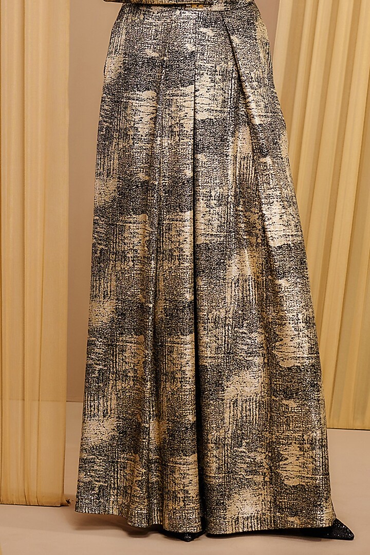 Black Foil Jersey Flared Trousers by Tarun Tahiliani at Pernia's Pop Up Shop