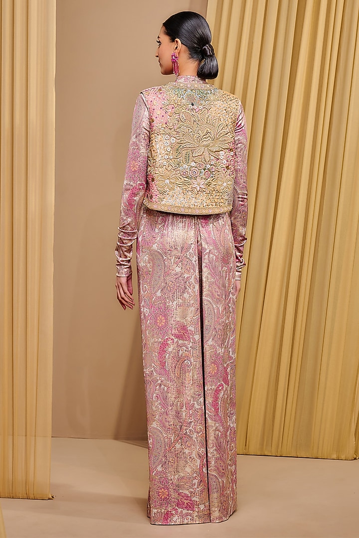Multi-Colored & Gold Brocade Hand Embroidered Gilet by Tarun Tahiliani at Pernia's Pop Up Shop