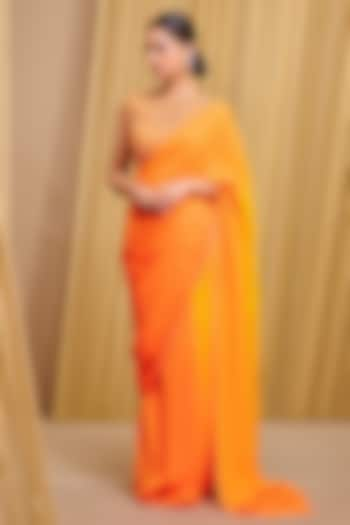 Mango Orange Chiffon Saree Set by Tarun Tahiliani at Pernia's Pop Up Shop