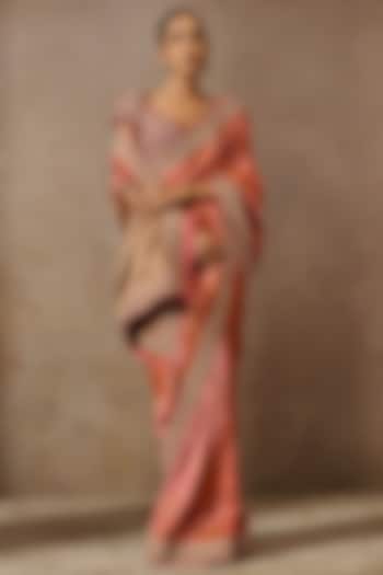 Candy-Colored Brocade Hand Embroidered Bridal Saree Set by Tarun Tahiliani at Pernia's Pop Up Shop