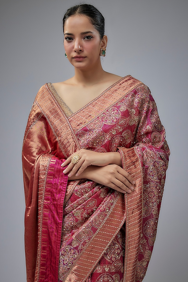 Magenta Silk Bridal Saree Set by Tarun Tahiliani at Pernia's Pop Up Shop