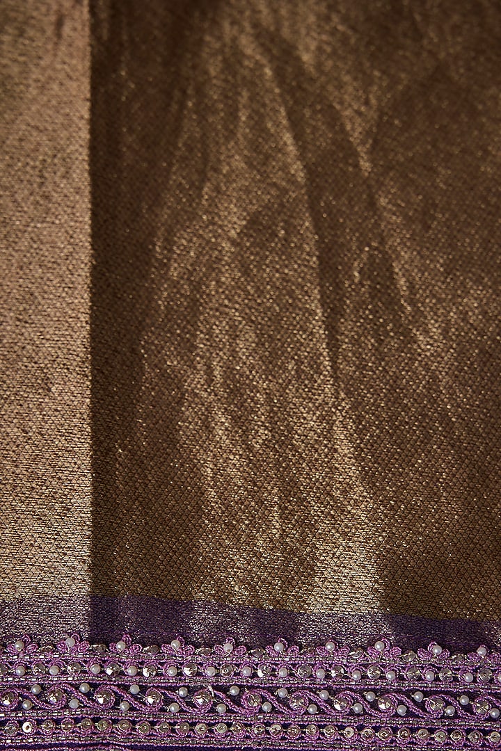Purple Brocade Handwoven Brocade Reception Saree Set by Tarun Tahiliani at Pernia's Pop Up Shop