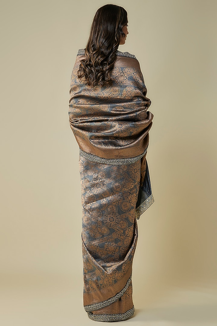 Grey & Black Silk Reception Saree Set by Tarun Tahiliani at Pernia's Pop Up Shop