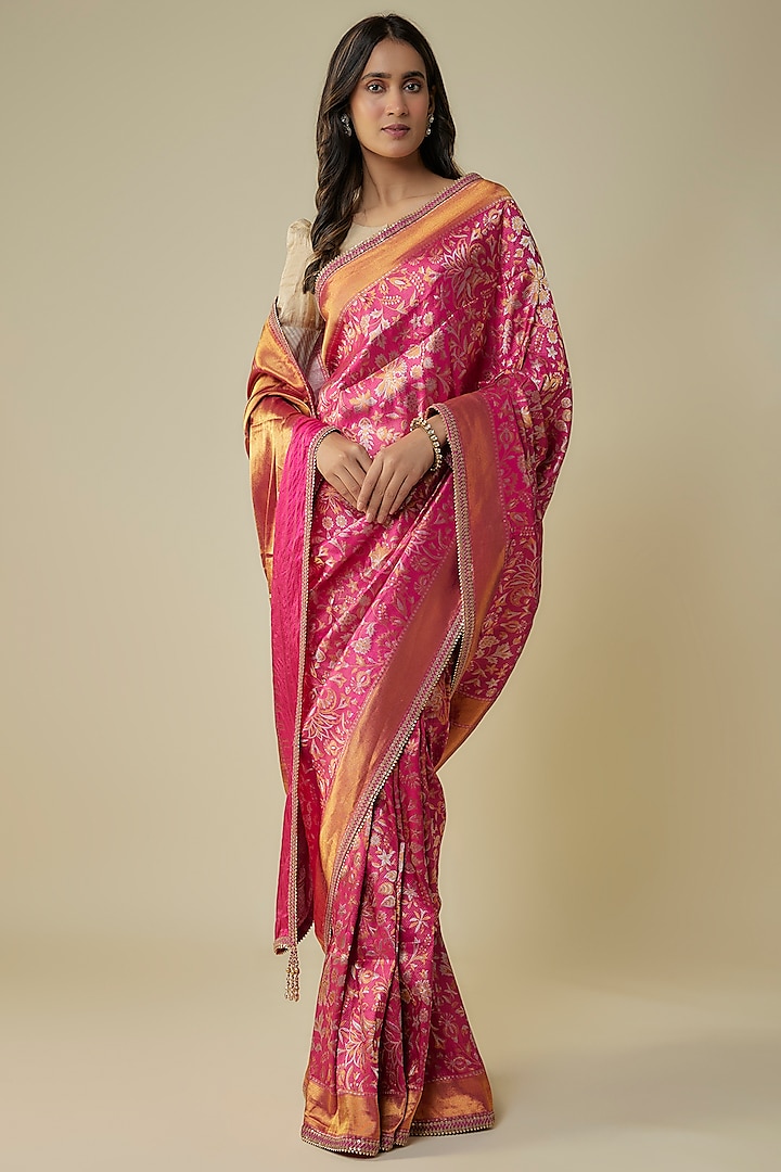 Pink Silk Saree Set by Tarun Tahiliani at Pernia's Pop Up Shop