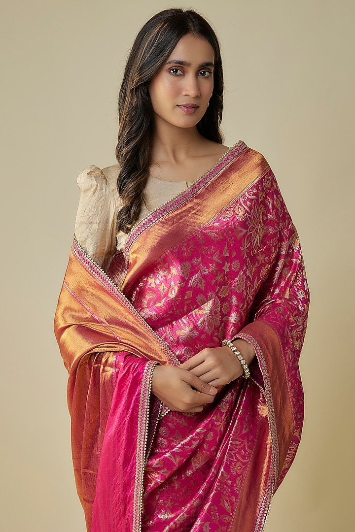 Pink Silk Wedding Saree Set by Tarun Tahiliani at Pernia's Pop Up Shop