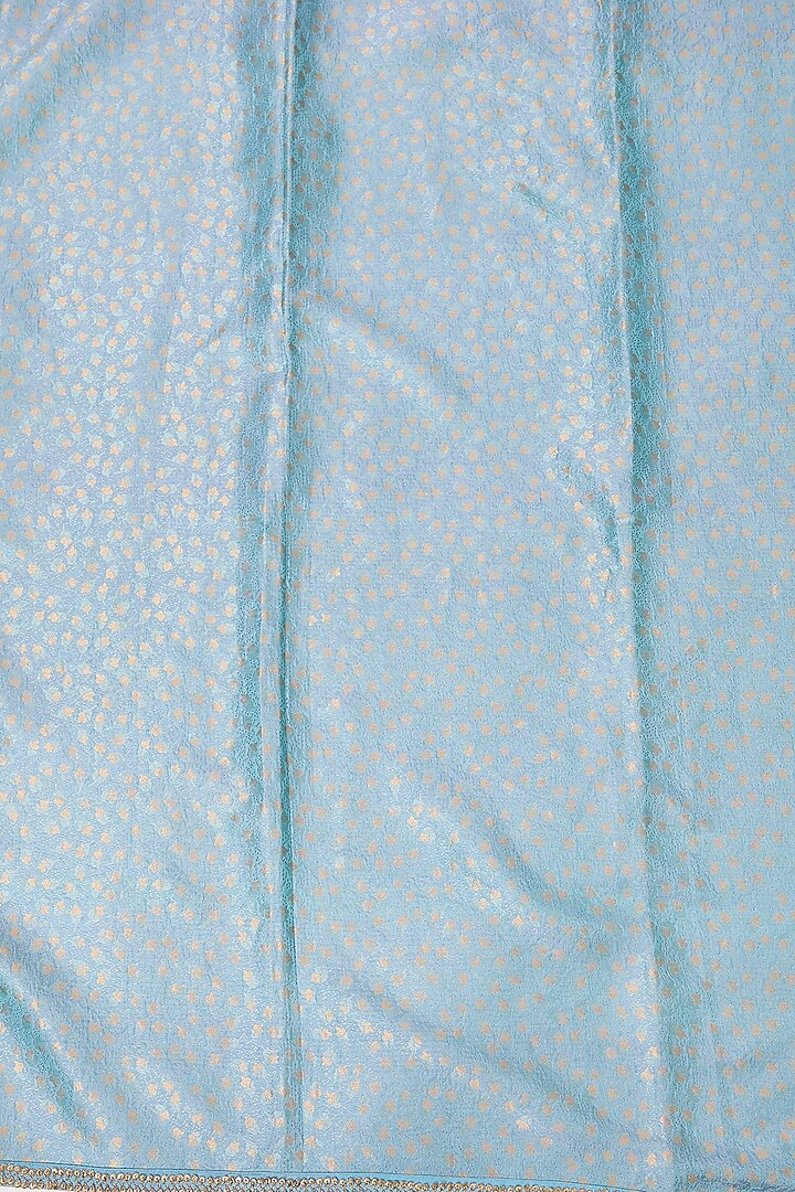 Blue Brocade Hand Embroidered Wedding Saree Set by Tarun Tahiliani at Pernia's Pop Up Shop