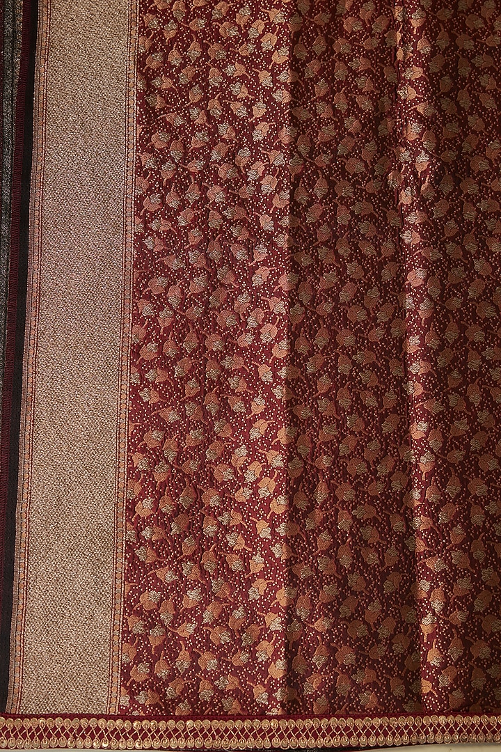Maroon Silk Wedding Saree Set by Tarun Tahiliani at Pernia's Pop Up Shop