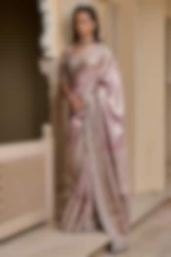 Lilac Kanjivaram Marori Embroidered Bridal Saree Set by Tarun Tahiliani at Pernia's Pop Up Shop