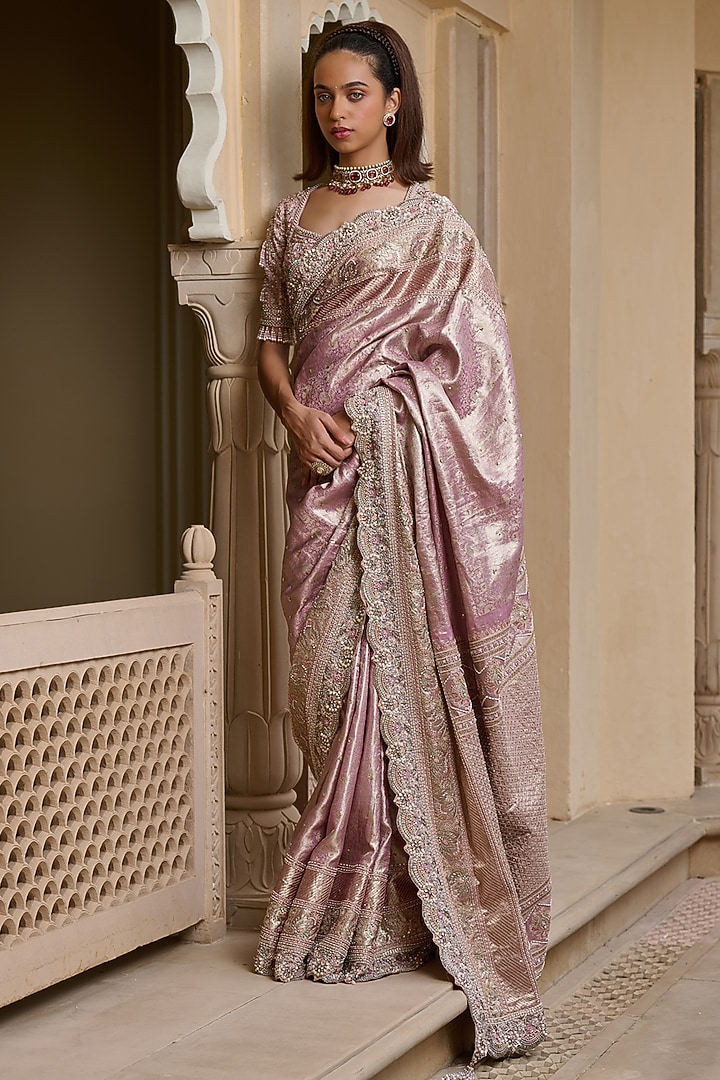 Lilac Kanjivaram Marori Embroidered Bridal Saree Set by Tarun Tahiliani at Pernia's Pop Up Shop