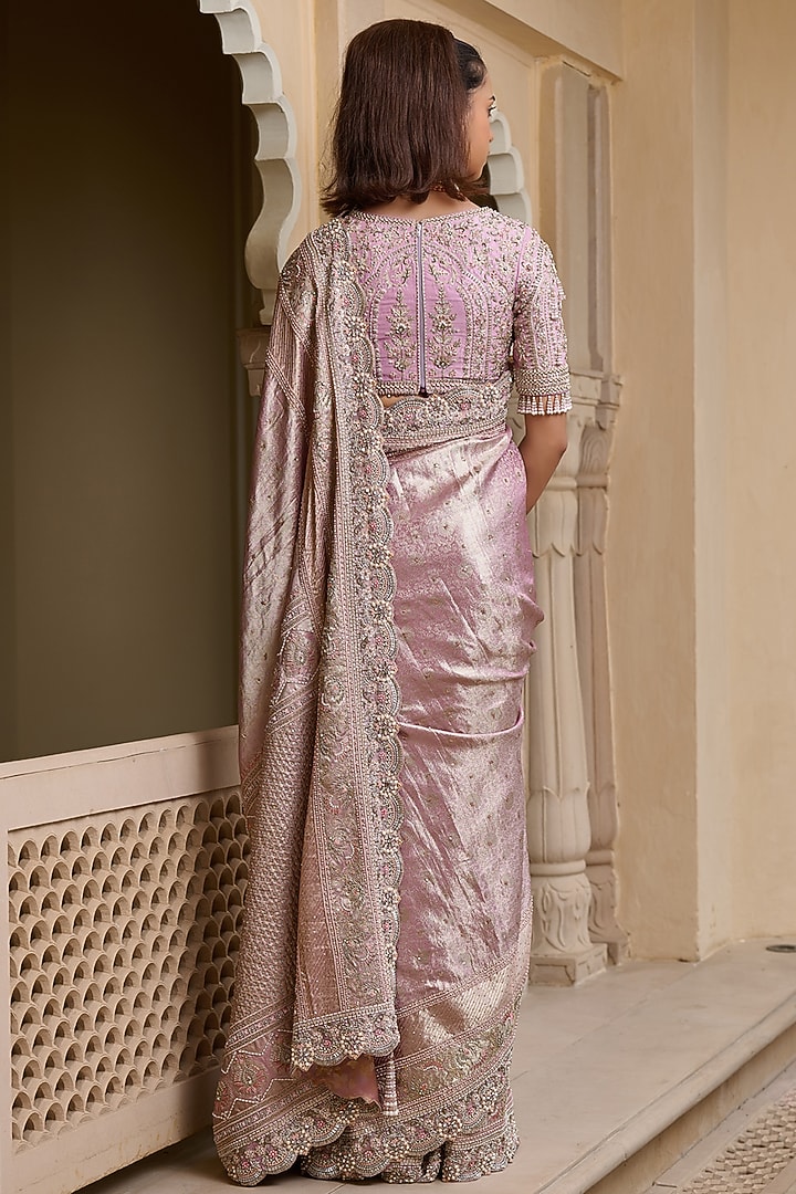Lilac Kanjivaram Marori Embroidered Bridal Saree Set by Tarun Tahiliani at Pernia's Pop Up Shop