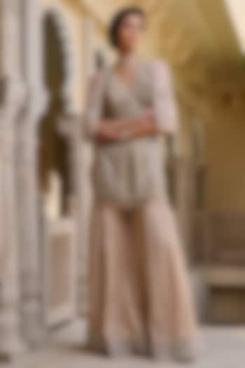 Gold Lace Sequins Embroidered Bridal Sharara Set by Tarun Tahiliani at Pernia's Pop Up Shop