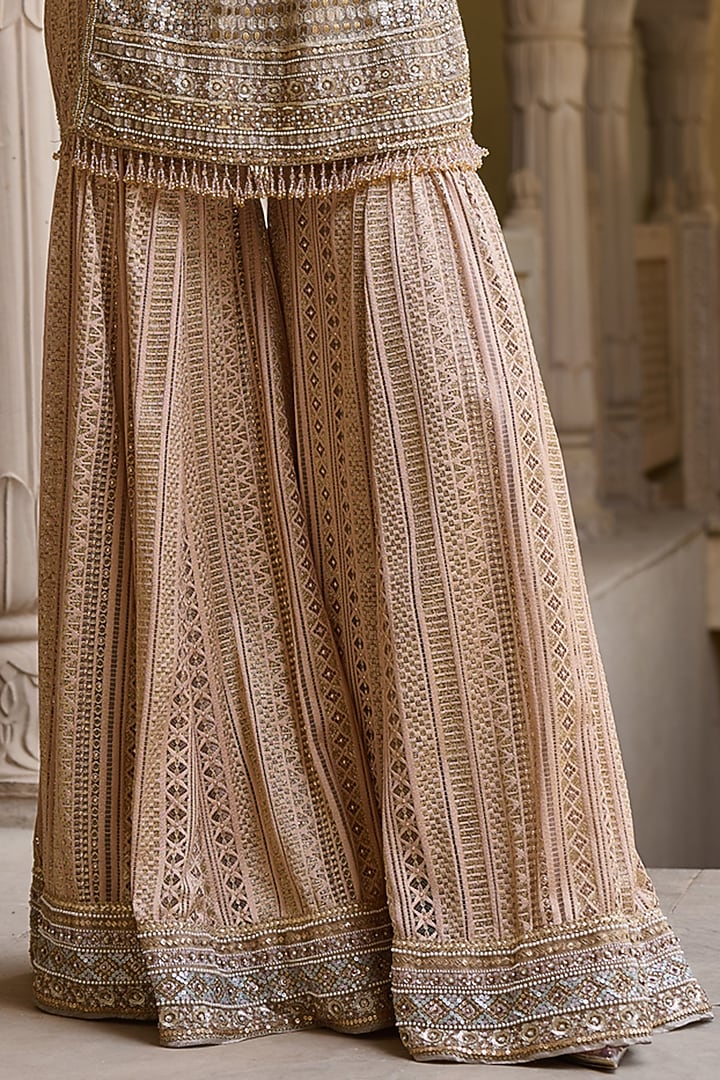 Gold Lace Sequins Embroidered Bridal Sharara Set by Tarun Tahiliani at Pernia's Pop Up Shop