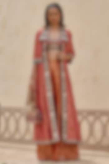 Multi-Colored Brocade Gota Embellished Gharchola Jacket Set by Tarun Tahiliani at Pernia's Pop Up Shop